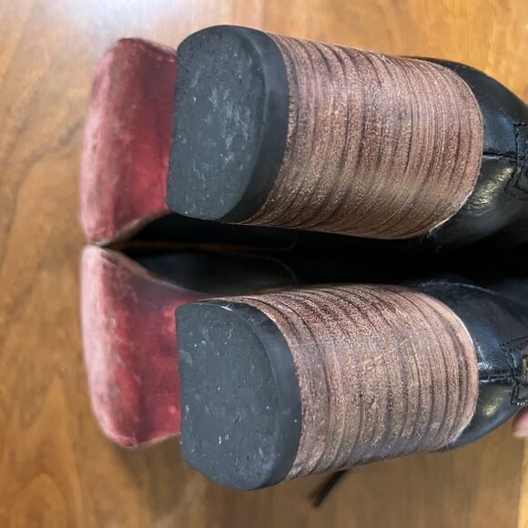 Freebird Grany Lace Up Size 10 Black Tall Boots Distressed Whimsigoth Grunge - Picture 13 of 15